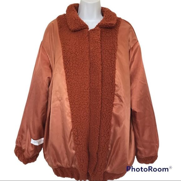 Zaful Women Solid Rust Zip Up Drop Shoulder  Oversized Teddy Cozy Sweate… - Picture 13 of 16